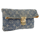 LOUIS VUITTON Monogram Denim Pochette Plat Clutch Bag Blue M95007 Auth 209396A-1