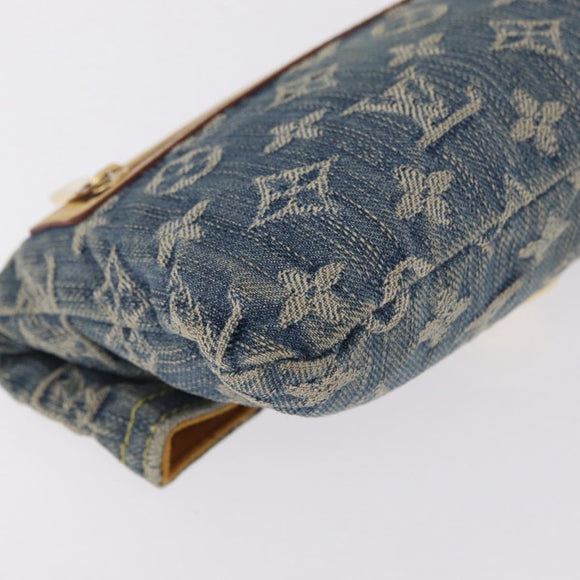 LOUIS VUITTON Monogram Denim Pochette Plat Clutch Bag Blue M95007 Auth 209396A