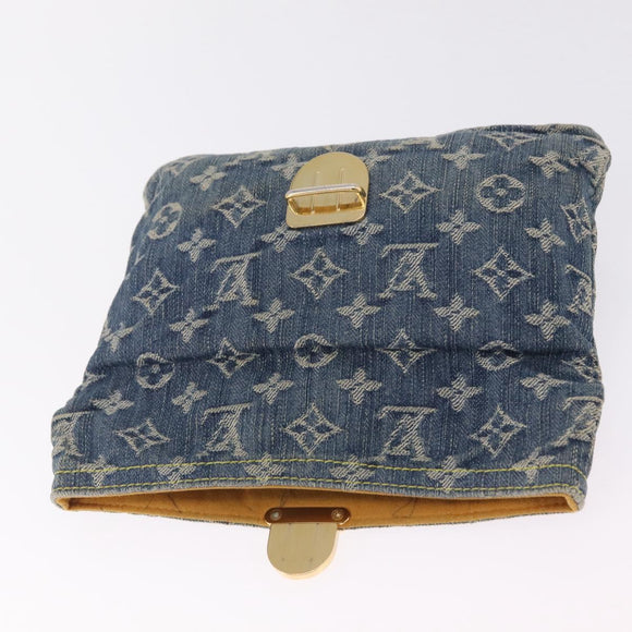 LOUIS VUITTON Monogram Denim Pochette Plat Clutch Bag Blue M95007 Auth 209396A