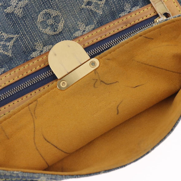 LOUIS VUITTON Monogram Denim Pochette Plat Clutch Bag Blue M95007 Auth 209396A