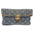 LOUIS VUITTON Monogram Denim Pochette Plat Clutch Bag Blue M95007 Auth 209396A-2