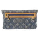 LOUIS VUITTON Monogram Denim Pochette Plat Clutch Bag Blue M95007 Auth 209396A-3