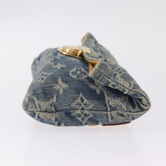 LOUIS VUITTON Monogram Denim Pochette Plat Clutch Bag Blue M95007 Auth 209396A