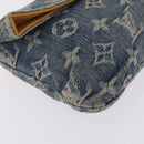 LOUIS VUITTON Monogram Denim Pochette Plat Clutch Bag Blue M95007 Auth 209396A-8