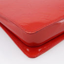 LOUIS VUITTON Monogram Vernis Motto Accessory Pouch Red M91137 LV Auth 209398V-13