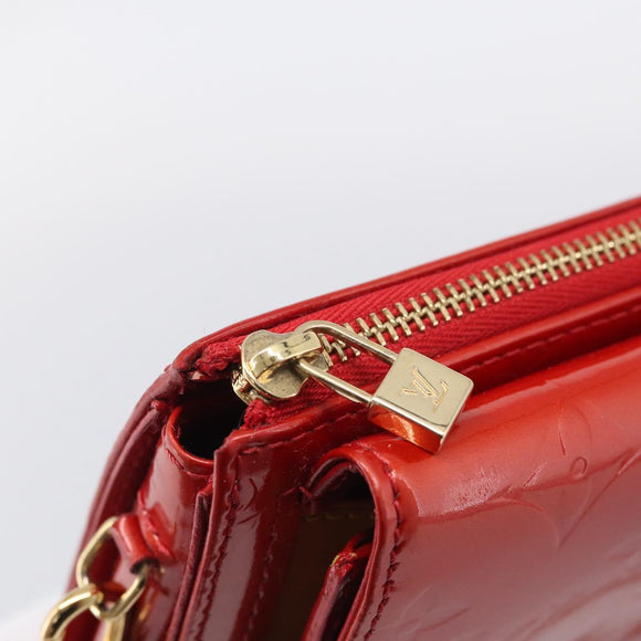 LOUIS VUITTON Monogram Vernis Motto Accessory Pouch Red M91137 LV Auth 209398V
