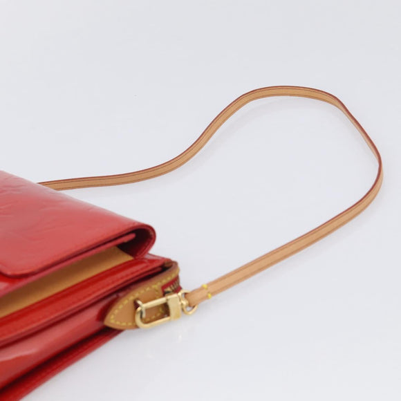 LOUIS VUITTON Monogram Vernis Motto Accessory Pouch Red M91137 LV Auth 209398V