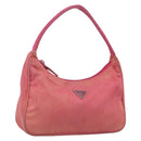 PRADA Hand Bag Nylon Pink Silver Auth 209399-1