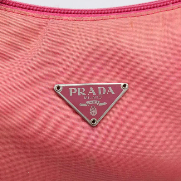 PRADA Hand Bag Nylon Pink Silver Auth 209399