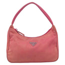 PRADA Hand Bag Nylon Pink Silver Auth 209399-2