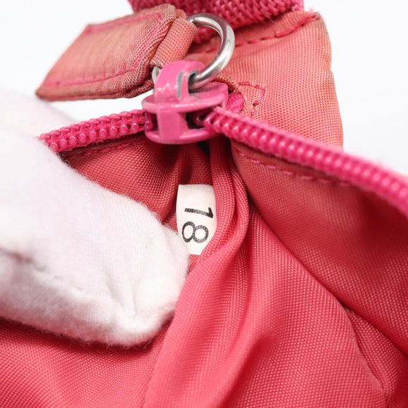 PRADA Hand Bag Nylon Pink Silver Auth 209399