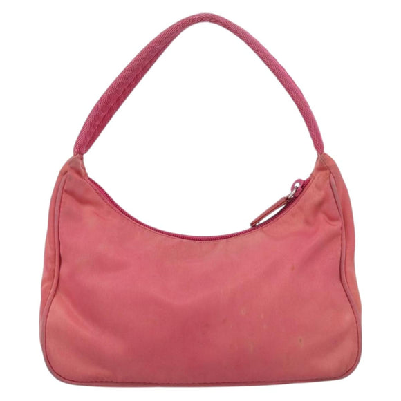 PRADA Hand Bag Nylon Pink Silver Auth 209399