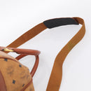 MCM Vicetos Boston Bag PVC Leather 2way Brown Gold Tone Auth 209402-10