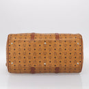 MCM Vicetos Boston Bag PVC Leather 2way Brown Gold Tone Auth 209402-11
