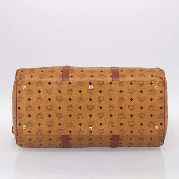 MCM Vicetos Boston Bag PVC Leather 2way Brown Gold Tone Auth 209402