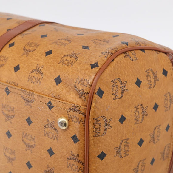MCM Vicetos Boston Bag PVC Leather 2way Brown Gold Tone Auth 209402