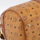 MCM Vicetos Boston Bag PVC Leather 2way Brown Gold Tone Auth 209402-13