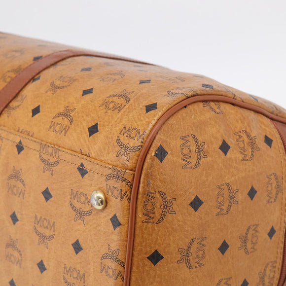 MCM Vicetos Boston Bag PVC Leather 2way Brown Gold Tone Auth 209402