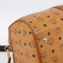 MCM Vicetos Boston Bag PVC Leather 2way Brown Gold Tone Auth 209402-15