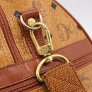 MCM Vicetos Boston Bag PVC Leather 2way Brown Gold Tone Auth 209402-16