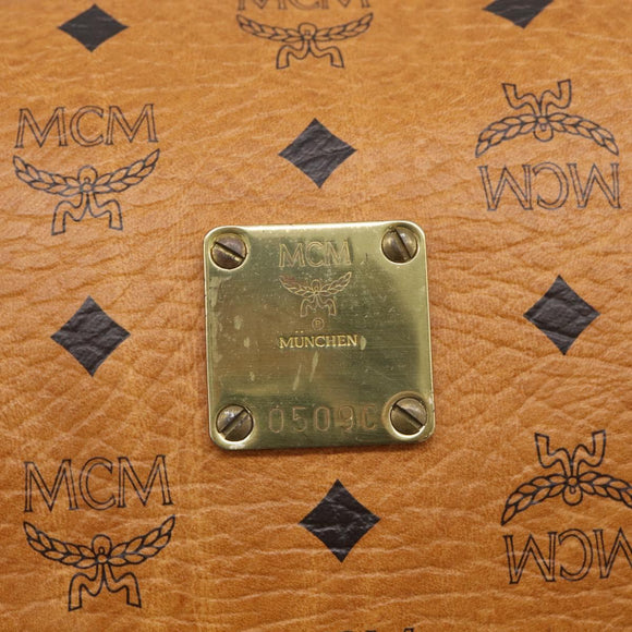 MCM Vicetos Boston Bag PVC Leather 2way Brown Gold Tone Auth 209402