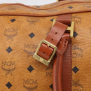 MCM Vicetos Boston Bag PVC Leather 2way Brown Gold Tone Auth 209402-18