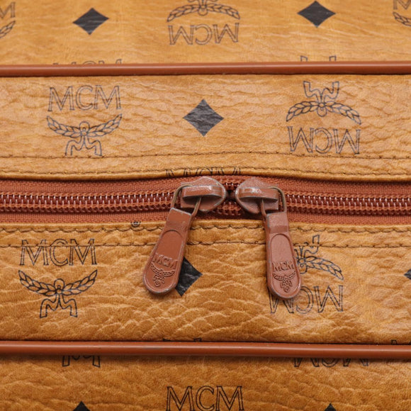 MCM Vicetos Boston Bag PVC Leather 2way Brown Gold Tone Auth 209402