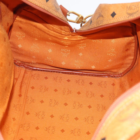 MCM Vicetos Boston Bag PVC Leather 2way Brown Gold Tone Auth 209402