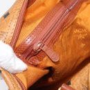 MCM Vicetos Boston Bag PVC Leather 2way Brown Gold Tone Auth 209402-23