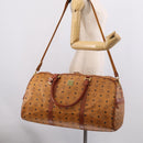 MCM Vicetos Boston Bag PVC Leather 2way Brown Gold Tone Auth 209402-25