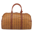 MCM Vicetos Boston Bag PVC Leather 2way Brown Gold Tone Auth 209402-3