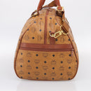 MCM Vicetos Boston Bag PVC Leather 2way Brown Gold Tone Auth 209402-4