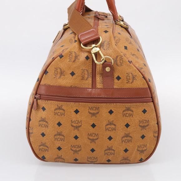 MCM Vicetos Boston Bag PVC Leather 2way Brown Gold Tone Auth 209402
