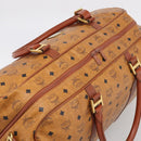 MCM Vicetos Boston Bag PVC Leather 2way Brown Gold Tone Auth 209402-6