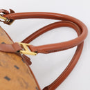 MCM Vicetos Boston Bag PVC Leather 2way Brown Gold Tone Auth 209402-8