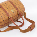 MCM Vicetos Boston Bag PVC Leather 2way Brown Gold Tone Auth 209402-9