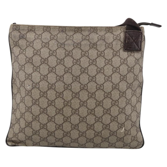 GUCCI GG Supreme Shoulder Bag PVC Beige Silver 141626 Auth 209406