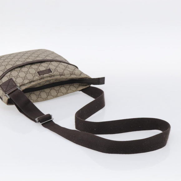 GUCCI GG Supreme Shoulder Bag PVC Beige Silver 141626 Auth 209406