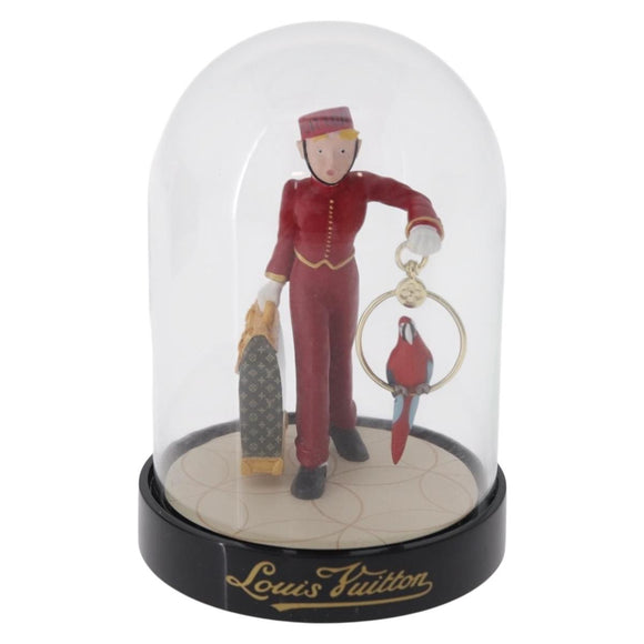 LOUIS VUITTON Pageboy Snow Globe Glass Red Clear LV Auth 209411A