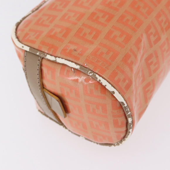 FENDI Zucchino Canvas Hand Bag Coated Canvas Orange Gold Auth 209422