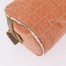 FENDI Zucchino Canvas Hand Bag Coated Canvas Orange Gold Auth 209422-13
