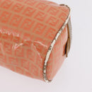 FENDI Zucchino Canvas Hand Bag Coated Canvas Orange Gold Auth 209422-14
