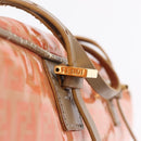 FENDI Zucchino Canvas Hand Bag Coated Canvas Orange Gold Auth 209422-16