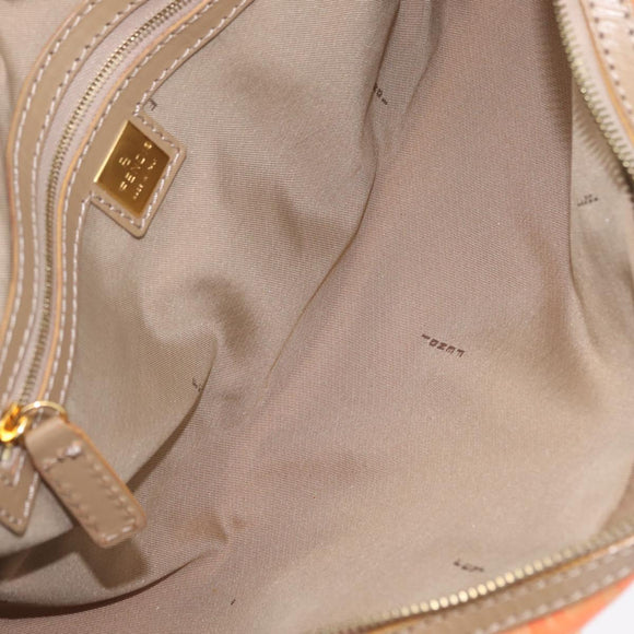 FENDI Zucchino Canvas Hand Bag Coated Canvas Orange Gold Auth 209422