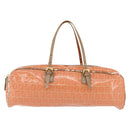 FENDI Zucchino Canvas Hand Bag Coated Canvas Orange Gold Auth 209422-2