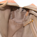 FENDI Zucchino Canvas Hand Bag Coated Canvas Orange Gold Auth 209422-20