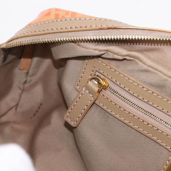 FENDI Zucchino Canvas Hand Bag Coated Canvas Orange Gold Auth 209422