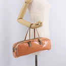 FENDI Zucchino Canvas Hand Bag Coated Canvas Orange Gold Auth 209422-24