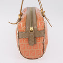 FENDI Zucchino Canvas Hand Bag Coated Canvas Orange Gold Auth 209422-5