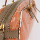 FENDI Zucchino Canvas Hand Bag Coated Canvas Orange Gold Auth 209422-6